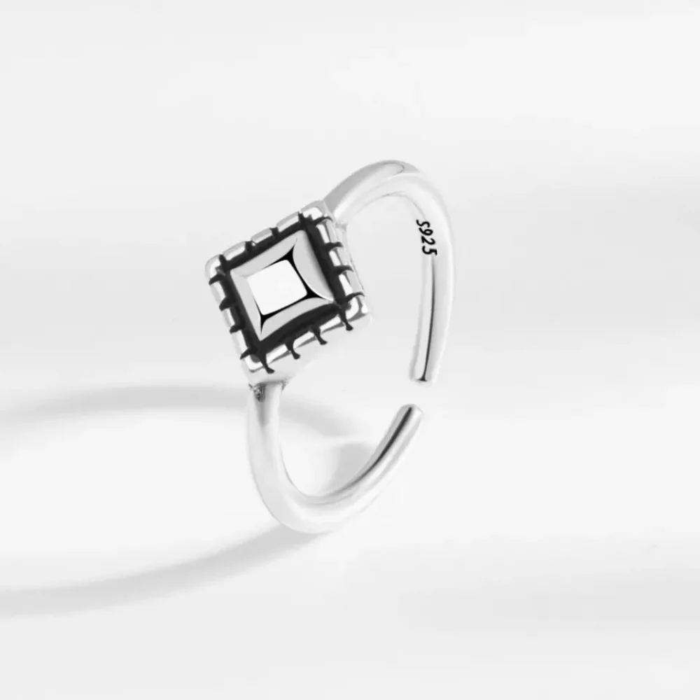 NEW 925 Sterling Silver Diamond‎ Shape Adjustable Band Ring